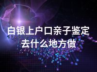 白银上户口亲子鉴定去什么地方做