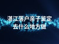 湛江落户亲子鉴定去什么地方做