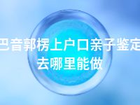 巴音郭楞上户口亲子鉴定去哪里能做