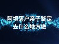 阿坝落户亲子鉴定去什么地方做