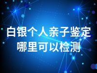 白银个人亲子鉴定哪里可以检测