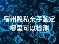 宿州隐私亲子鉴定哪里可以检测