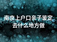 南京上户口亲子鉴定去什么地方做