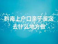 黔南上户口亲子鉴定去什么地方做