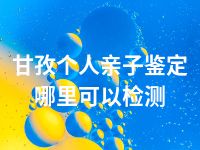 甘孜个人亲子鉴定哪里可以检测