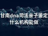 甘南dna司法亲子鉴定什么机构能做