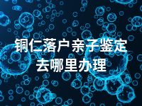 铜仁落户亲子鉴定去哪里办理