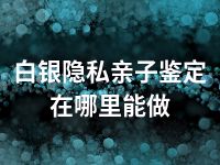 白银隐私亲子鉴定在哪里能做