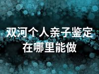 双河个人亲子鉴定在哪里能做