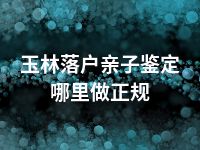 玉林落户亲子鉴定哪里做正规