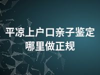 平凉上户口亲子鉴定哪里做正规