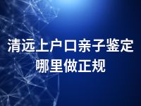 清远上户口亲子鉴定哪里做正规