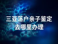 三亚落户亲子鉴定去哪里办理