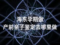 海东孕期做产前亲子鉴定去哪里做