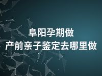 阜阳孕期做产前亲子鉴定去哪里做