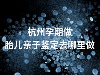 杭州孕期做胎儿亲子鉴定去哪里做