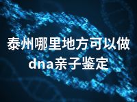 泰州哪里地方可以做dna亲子鉴定