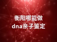 衡阳哪能做dna亲子鉴定