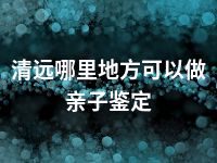 清远哪里地方可以做亲子鉴定