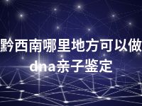 黔西南哪里地方可以做dna亲子鉴定