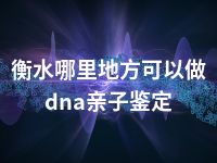 衡水哪里地方可以做dna亲子鉴定