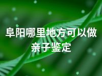 阜阳哪里地方可以做亲子鉴定