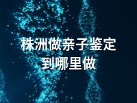 株洲做亲子鉴定到哪里做