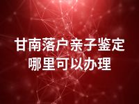 甘南落户亲子鉴定哪里可以办理