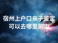 宿州上户口亲子鉴定可以去哪里鉴定