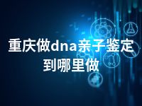 重庆做dna亲子鉴定到哪里做