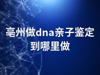 亳州做dna亲子鉴定到哪里做