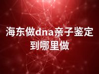 海东做dna亲子鉴定到哪里做