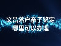 文昌落户亲子鉴定哪里可以办理