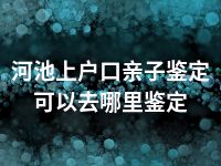 河池上户口亲子鉴定可以去哪里鉴定