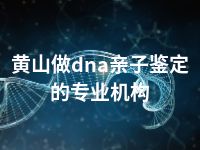 黄山做dna亲子鉴定的专业机构