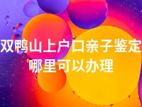 双鸭山上户口亲子鉴定哪里可以办理