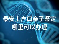 泰安上户口亲子鉴定哪里可以办理