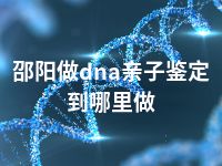 邵阳做dna亲子鉴定到哪里做