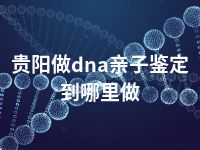 贵阳做dna亲子鉴定到哪里做