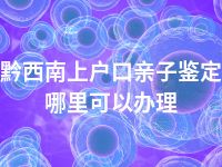 黔西南上户口亲子鉴定哪里可以办理