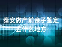 泰安做产前亲子鉴定去什么地方