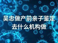 吴忠做产前亲子鉴定去什么机构做