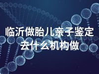 临沂做胎儿亲子鉴定去什么机构做