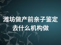 潍坊做产前亲子鉴定去什么机构做