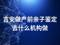 吉安做产前亲子鉴定去什么机构做