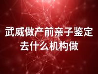 武威做产前亲子鉴定去什么机构做