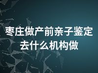 枣庄做产前亲子鉴定去什么机构做