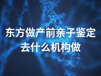 东方做产前亲子鉴定去什么机构做