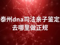 泰州dna司法亲子鉴定去哪里做正规