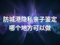 防城港隐私亲子鉴定哪个地方可以做